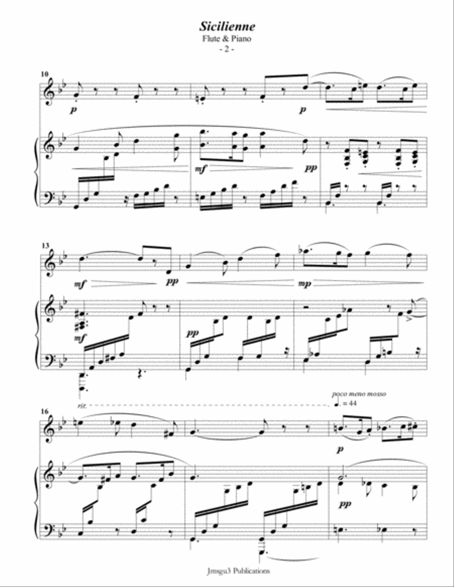 Fauré: Sicilienne for Flute & Piano Fauré: Sicilienne for Flute & Piano Flute Solo scores gallery preview page 3