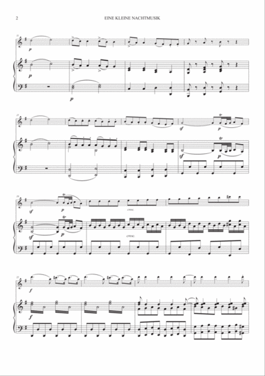 Eine Kleine Nachtmusik (1st Mov.) for Oboe and Piano Piano scores gallery preview page 2