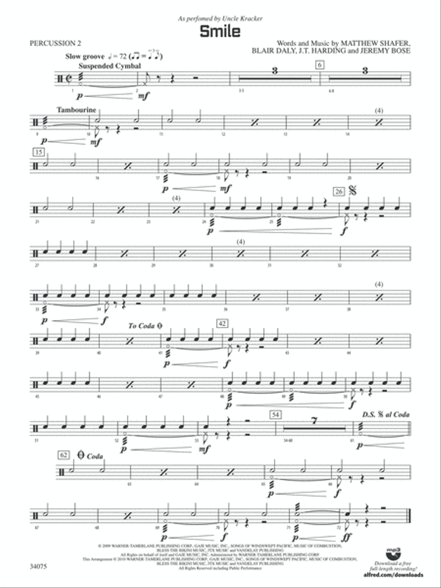 Smile: 2nd Percussion Concert Band scores gallery preview page 1