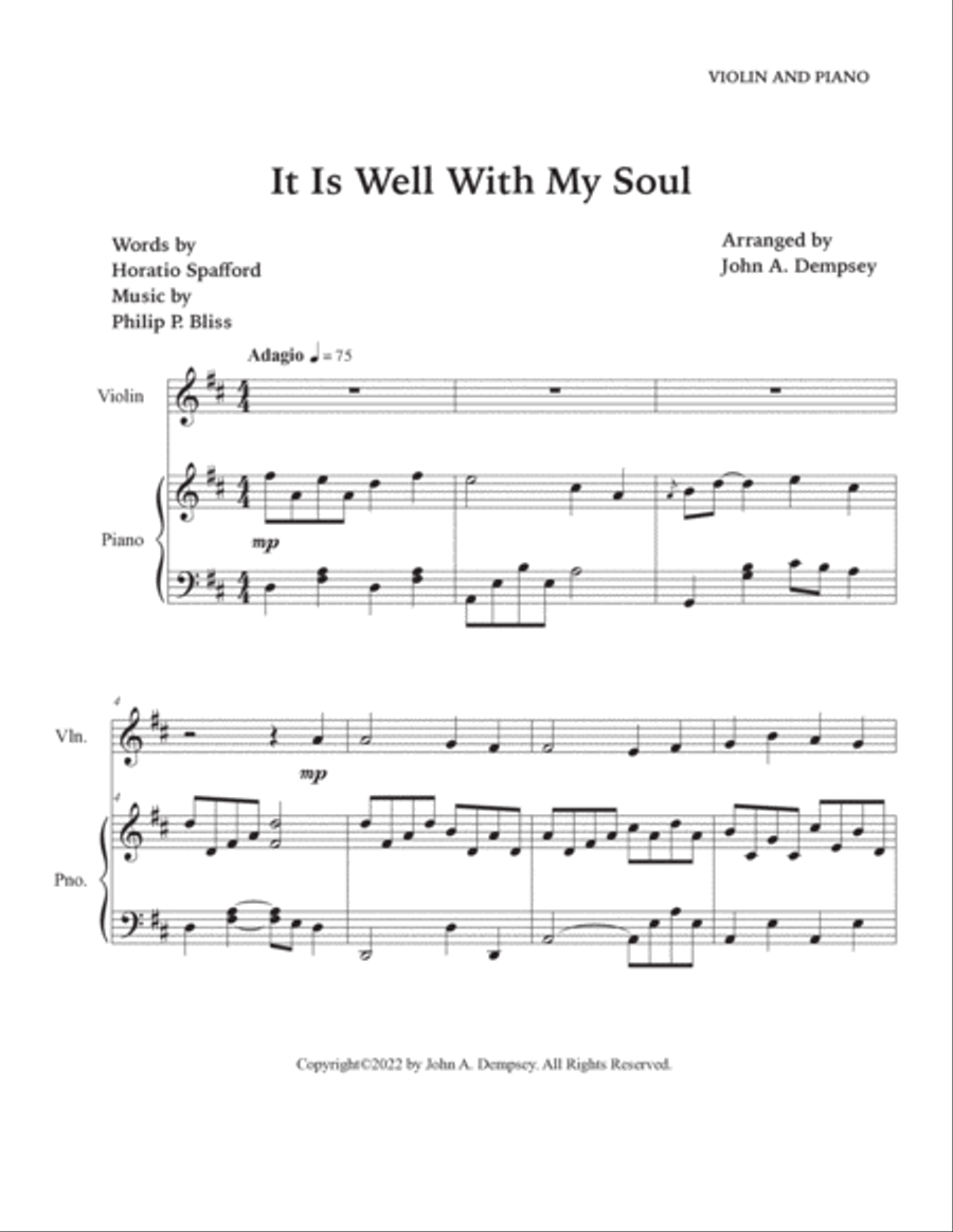 It Is Well With My Soul (Violin and Piano) Violin Solo scores gallery preview page 5