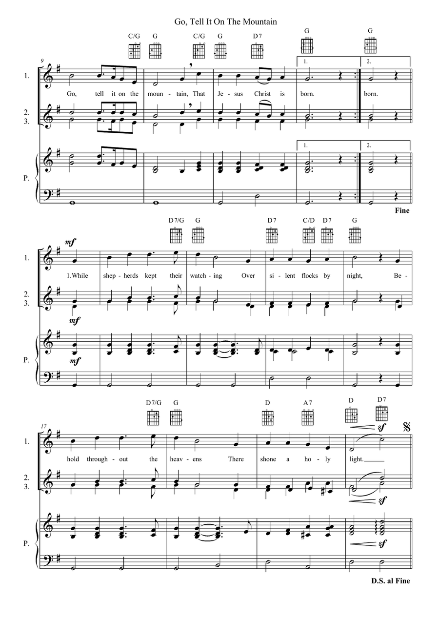 Go, Tell It On The Mountain Voice scores gallery preview page 2