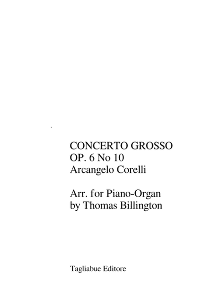 CONCERTO GROSSO - Op. 6 No. 10 - Corelli - Arr. for Piano/Organ image number null