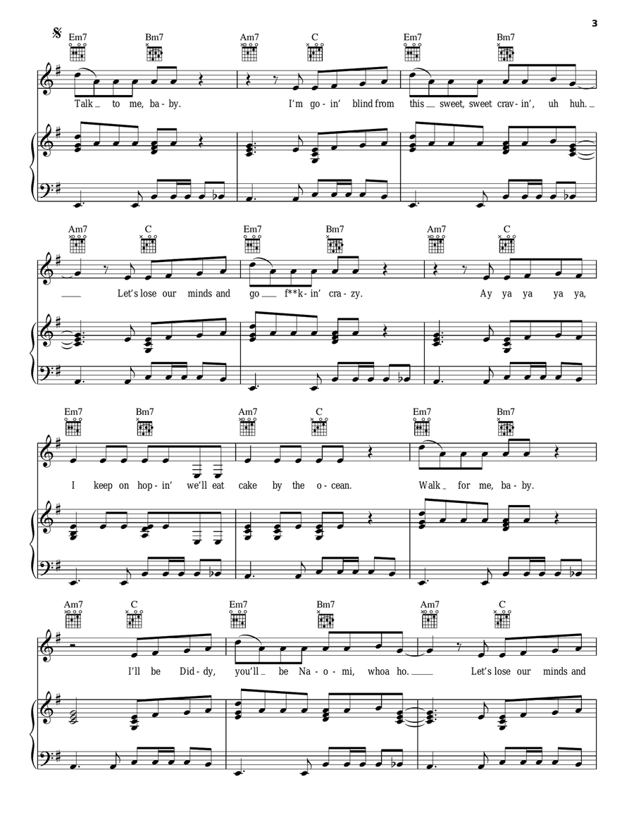 Cake By The Ocean Piano, Vocal, Guitar scores gallery preview page 3