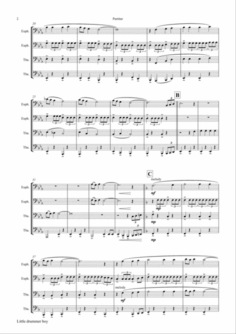 The Little Drummer Boy Tuba scores gallery preview page 2
