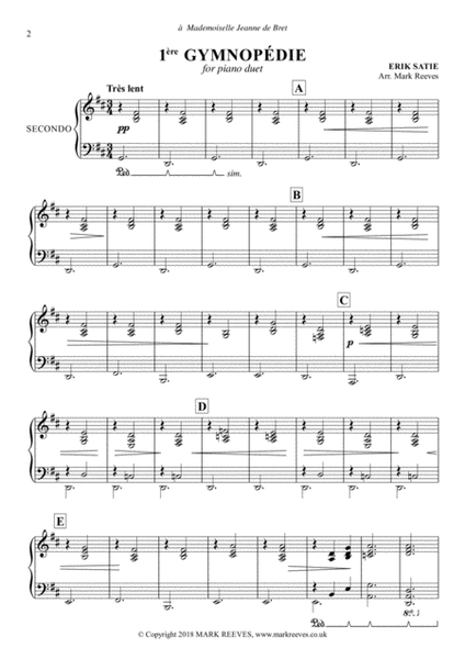 Erik Satie - Trois Gymnopedies for Piano Duet image number null