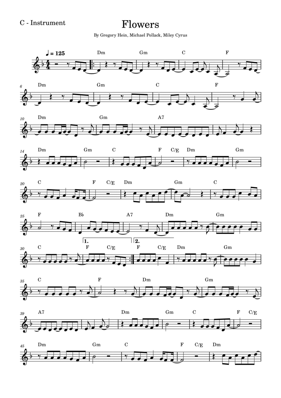 Flowers Piano, Vocal scores gallery preview page 1