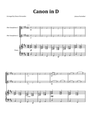 Canon by Pachelbel - Alto Saxophone Duet with Piano