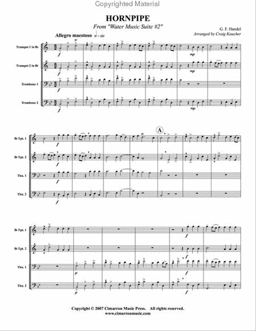 Hornpipe from Water Music Trombone scores gallery preview page 2