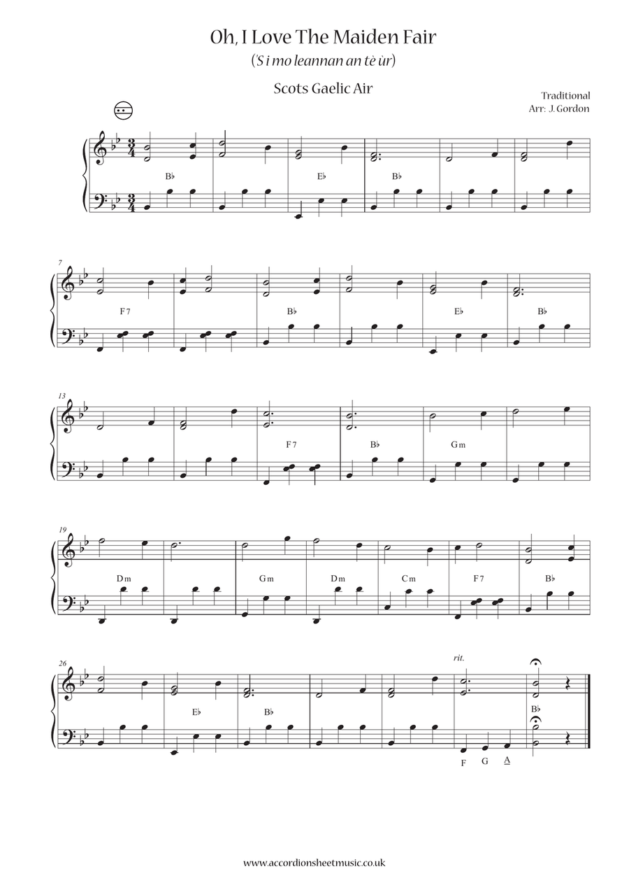 Oh, I Love The Maiden Fair Accordion scores gallery preview page 1