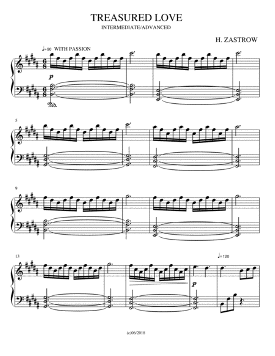 TREASURED LOVE Piano Solo scores gallery preview page 1
