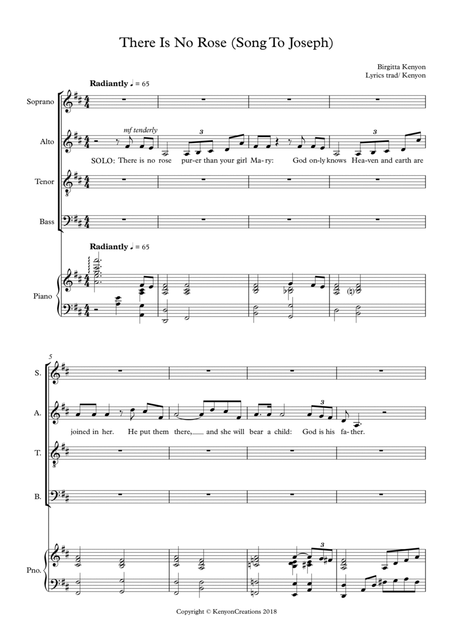 There Is No Rose (Song To Joseph), SATB/ Piano 4-Part scores gallery preview page 1
