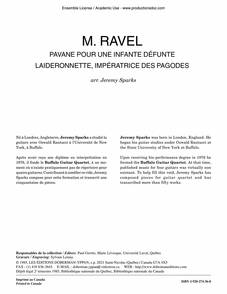 Pavane et Laideronnette Pavane et Laideronnette Guitar Ensemble scores gallery preview page 1