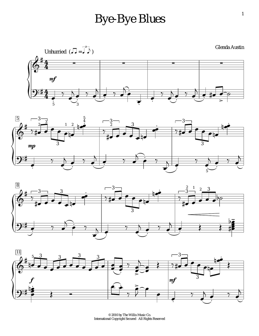 Bye-Bye Blues Bye-Bye Blues Piano Method scores gallery preview page 1