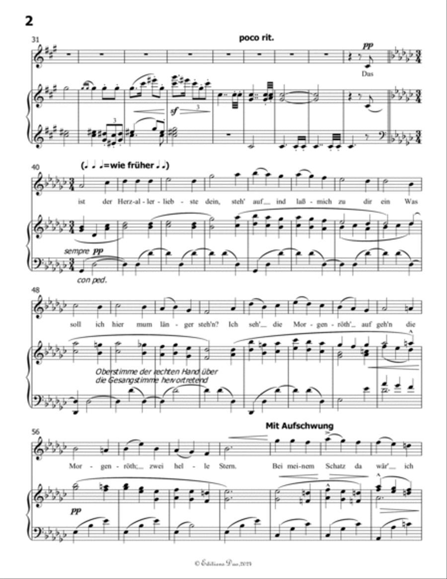 Wo die schönen Trompeten blasen, by Mahler, in f sharp minor Piano, Vocal scores gallery preview page 4