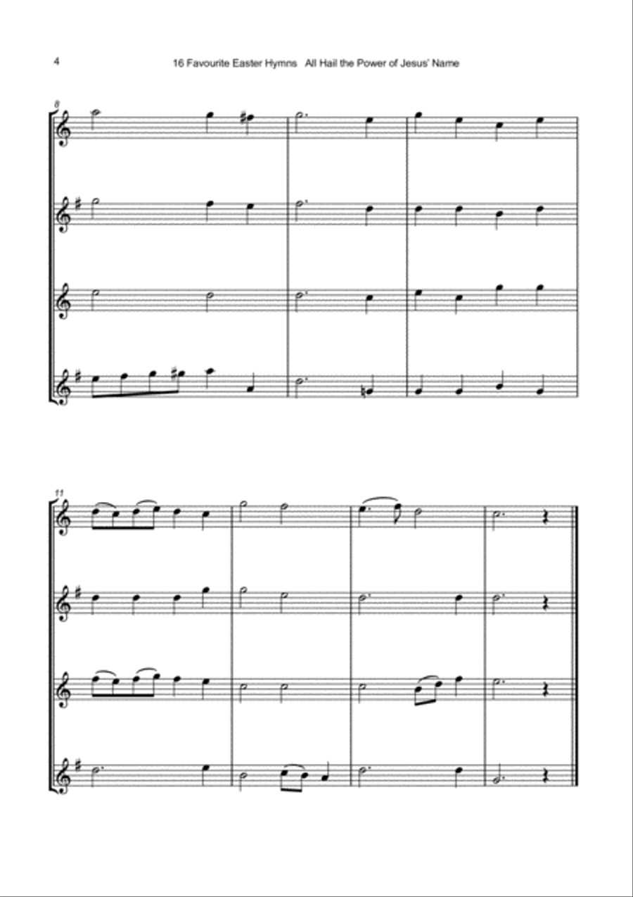 16 Favourite Easter Hymns for Saxophone Quartet SATB, Soprano, Alto, Tenor and Baritone Saxophones Saxophone Quartet scores gallery preview page 5
