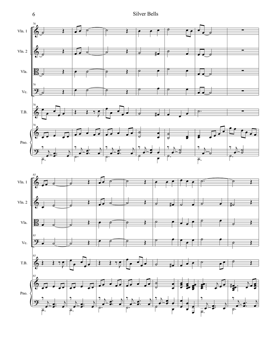 Silver Bells Silver Bells String Quartet scores gallery preview page 6