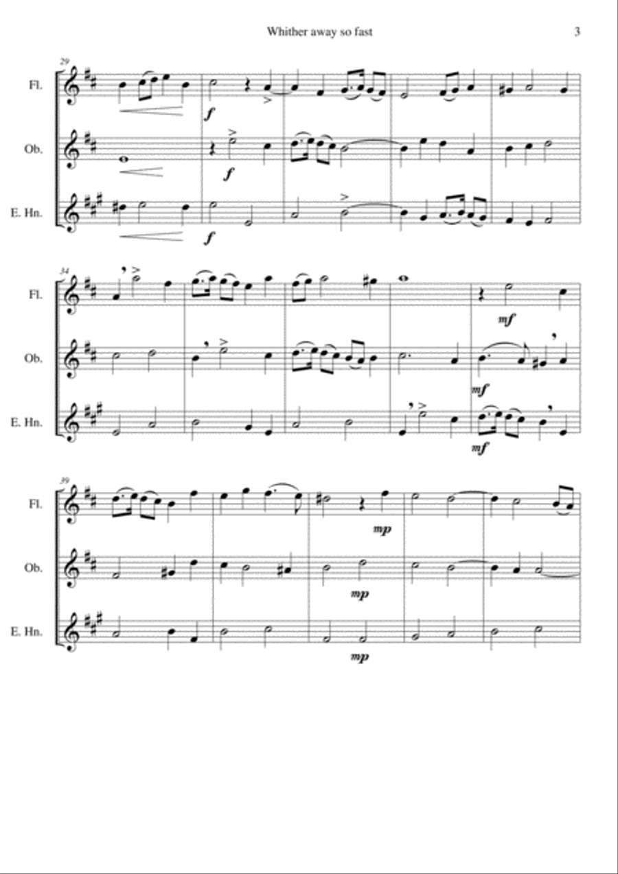 Whither away so fast for wind trio (flute oboe and cor anglais) Woodwind Trio scores gallery preview page 3