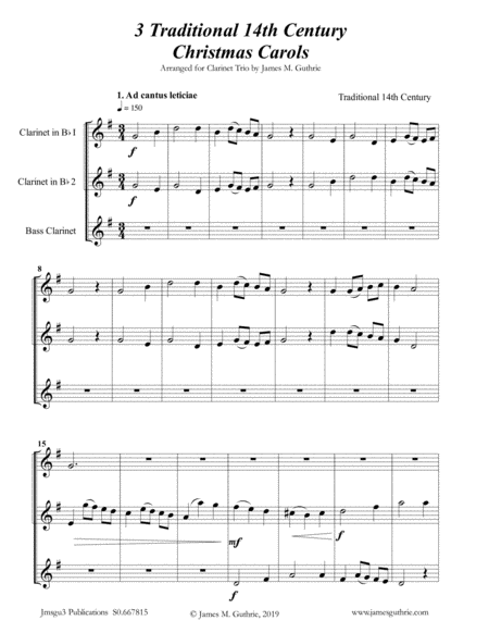 3 Traditional 14th Century Christmas Carols for Clarinet Duo & Bass Clarinet image number null