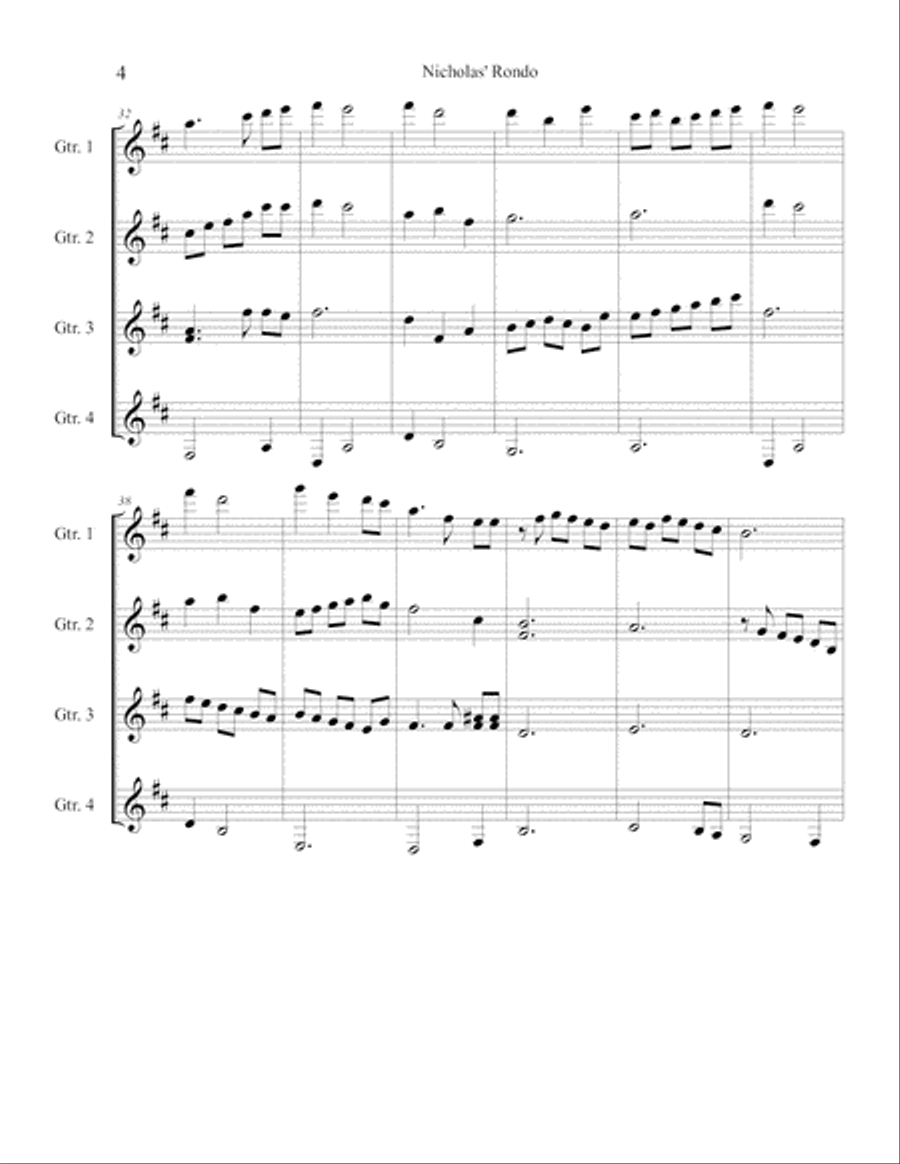 Rondo Nicholas (Guitar Quartet) Guitar Ensemble scores gallery preview page 6