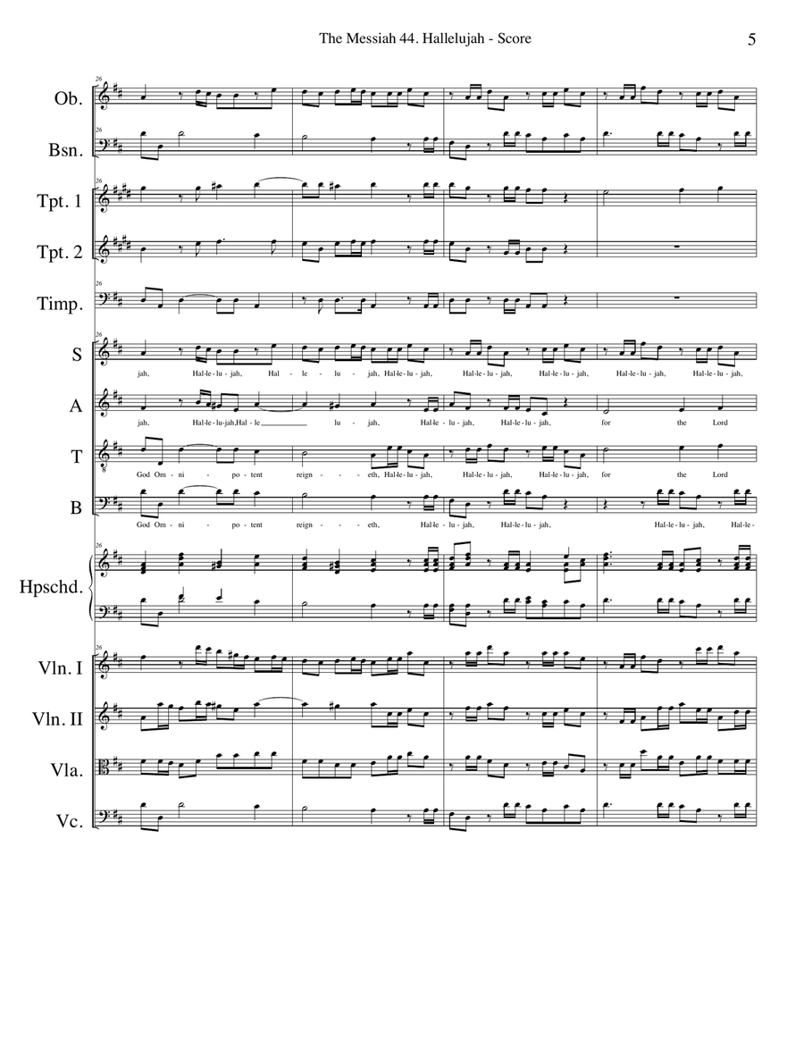 Hallelujah from The Messiah for Choir and Chamber Orchestra 4-Part scores gallery preview page 5