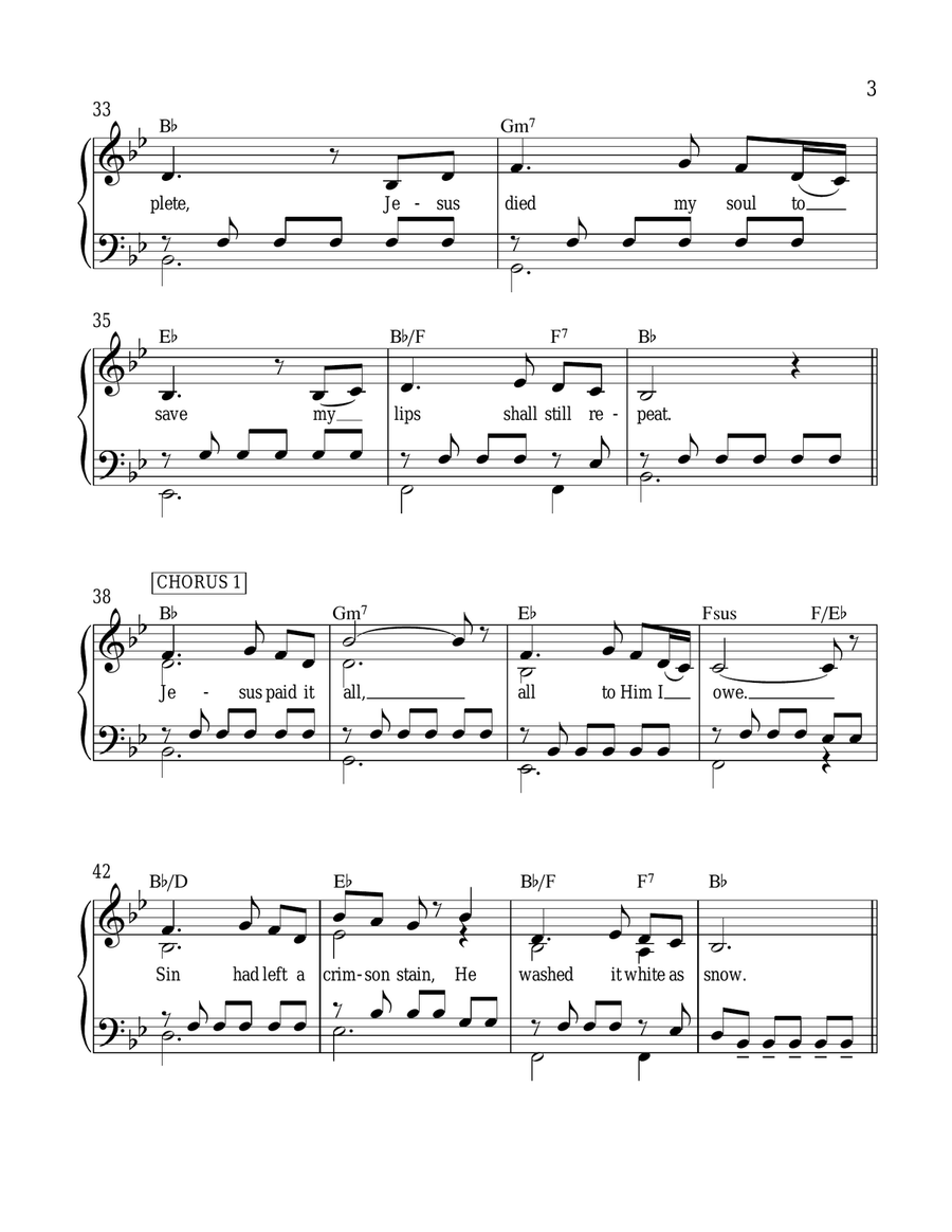 Jesus Paid It All Piano, Vocal scores gallery preview page 3