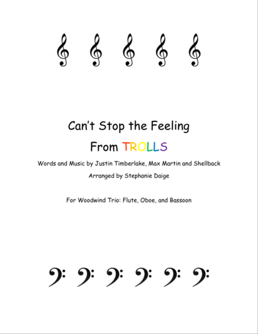 Can't Stop The Feeling from TROLLS Woodwind Trio scores gallery preview page 1