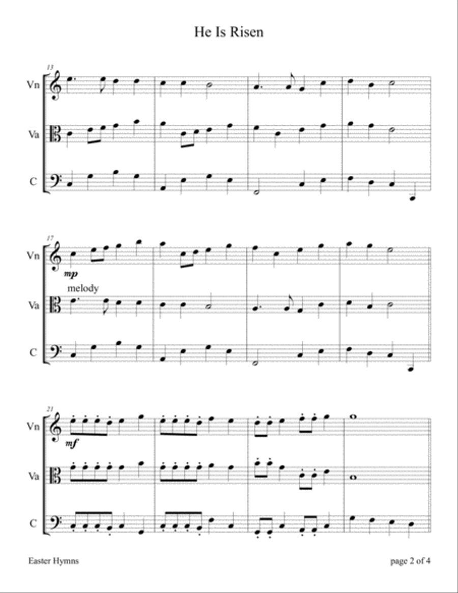 He Is Risen (for String Trio – Violin, Viola, and Cello) String Trio scores gallery preview page 5