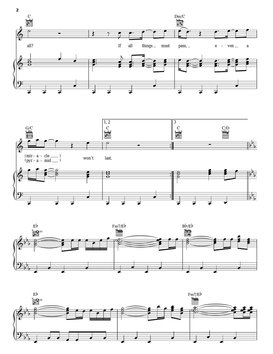What Goes Up... Piano, Vocal, Guitar scores gallery preview page 2