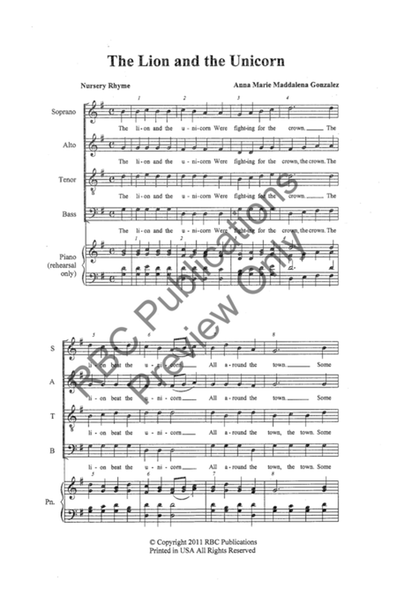 The Lion and The Unicorn (SATB)