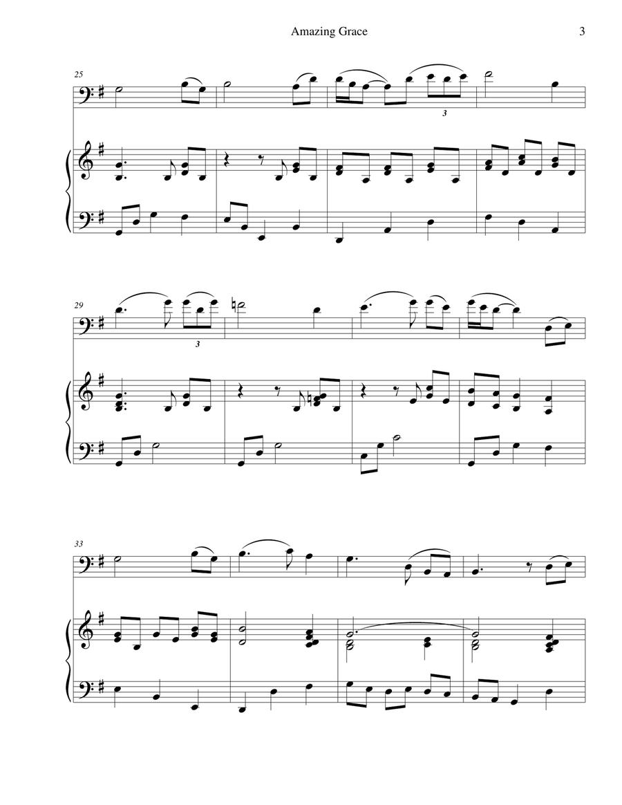 Amazing Grace - for cello and piano Amazing Grace - for cello and piano Piano scores gallery preview page 3