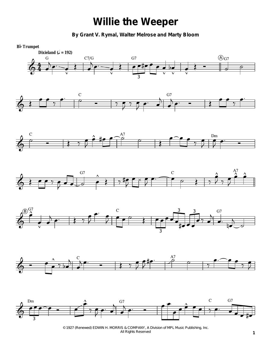 Willie The Weeper Trumpet scores gallery preview page 1