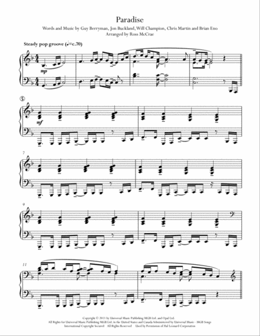 Paradise Piano Solo scores gallery preview page 2