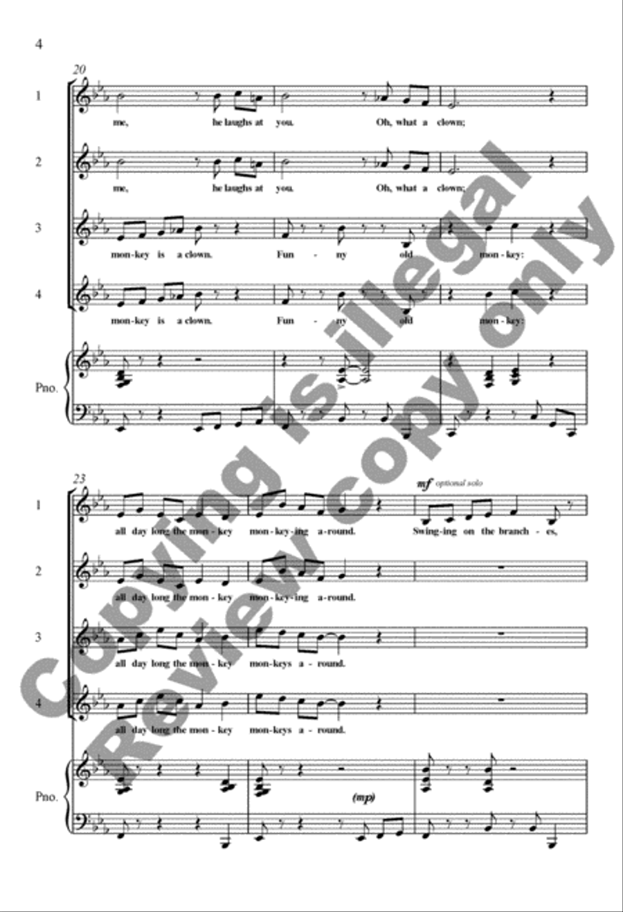 A Trip to the Zoo: 4. Monkey Business 4-Part scores gallery preview page 15