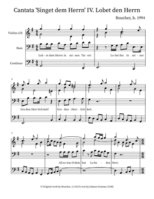Cantata 'Singet dem Herrn ein Neus Lied' IV. Recitative