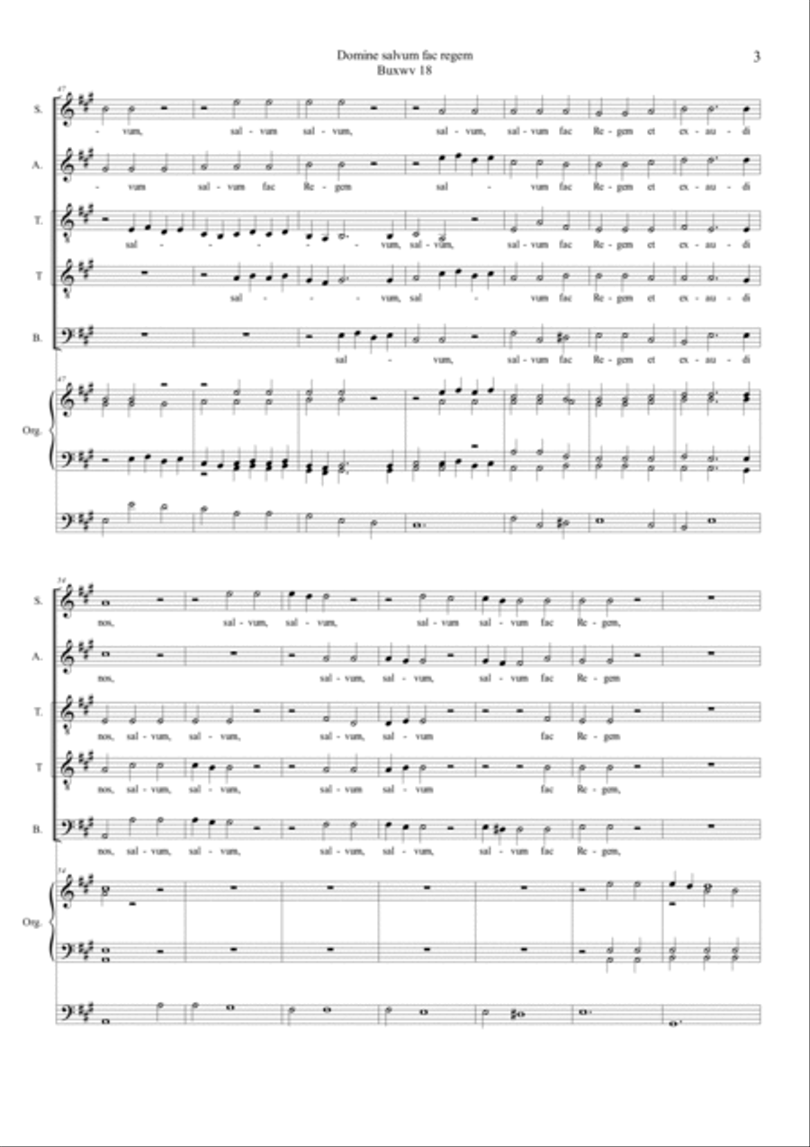 BUXTEHUDE - Domine salvum fac regem; Buxwv 18 Choir scores gallery preview page 3