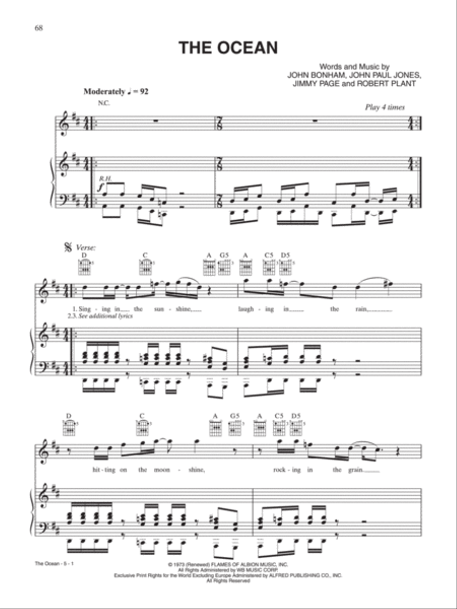 Led Zeppelin -- Houses of the Holy Platinum Piano, Vocal, Guitar scores gallery preview page 2