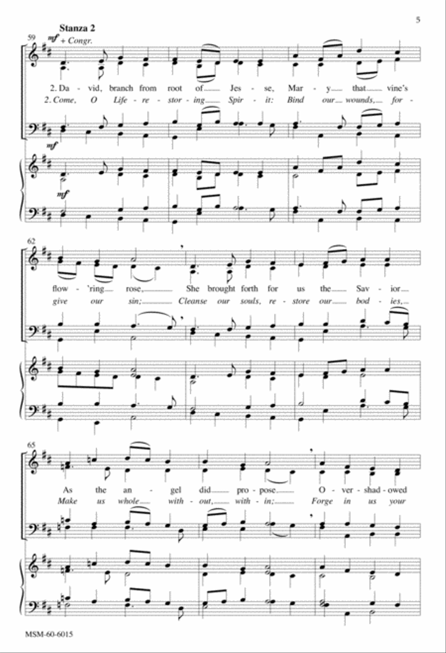 Sound the Bell of Holy Freedom: Come to Us, O Holy Spirit 4-Part scores gallery preview page 5