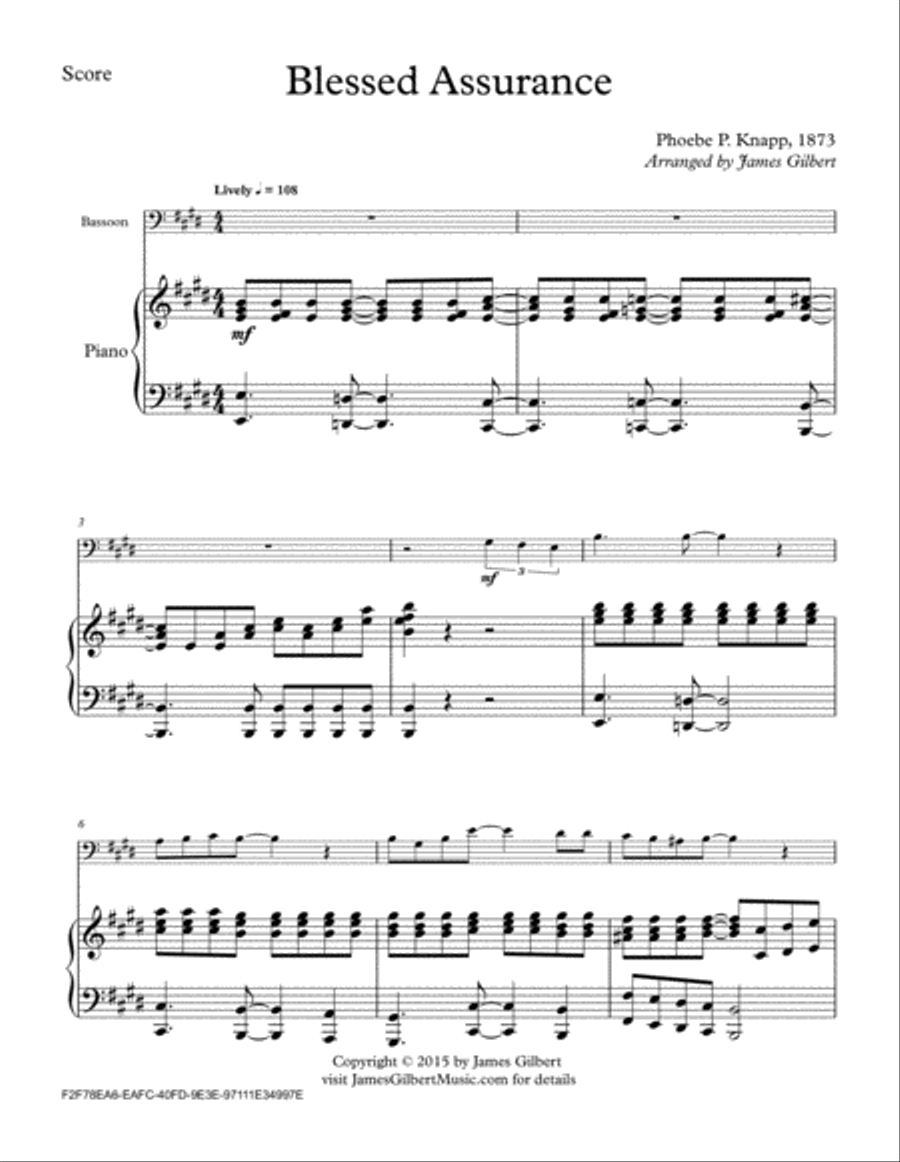 Blessed Assurance Bassoon scores gallery preview page 1
