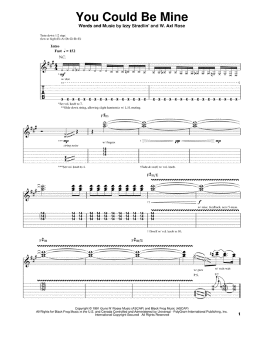 You Could Be Mine You Could Be Mine Electric Guitar scores gallery preview page 1
