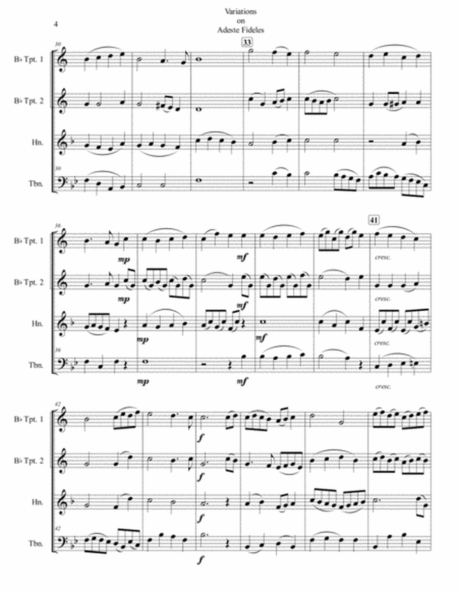 Variations on Adeste Fideles for Brass Quartet image number null