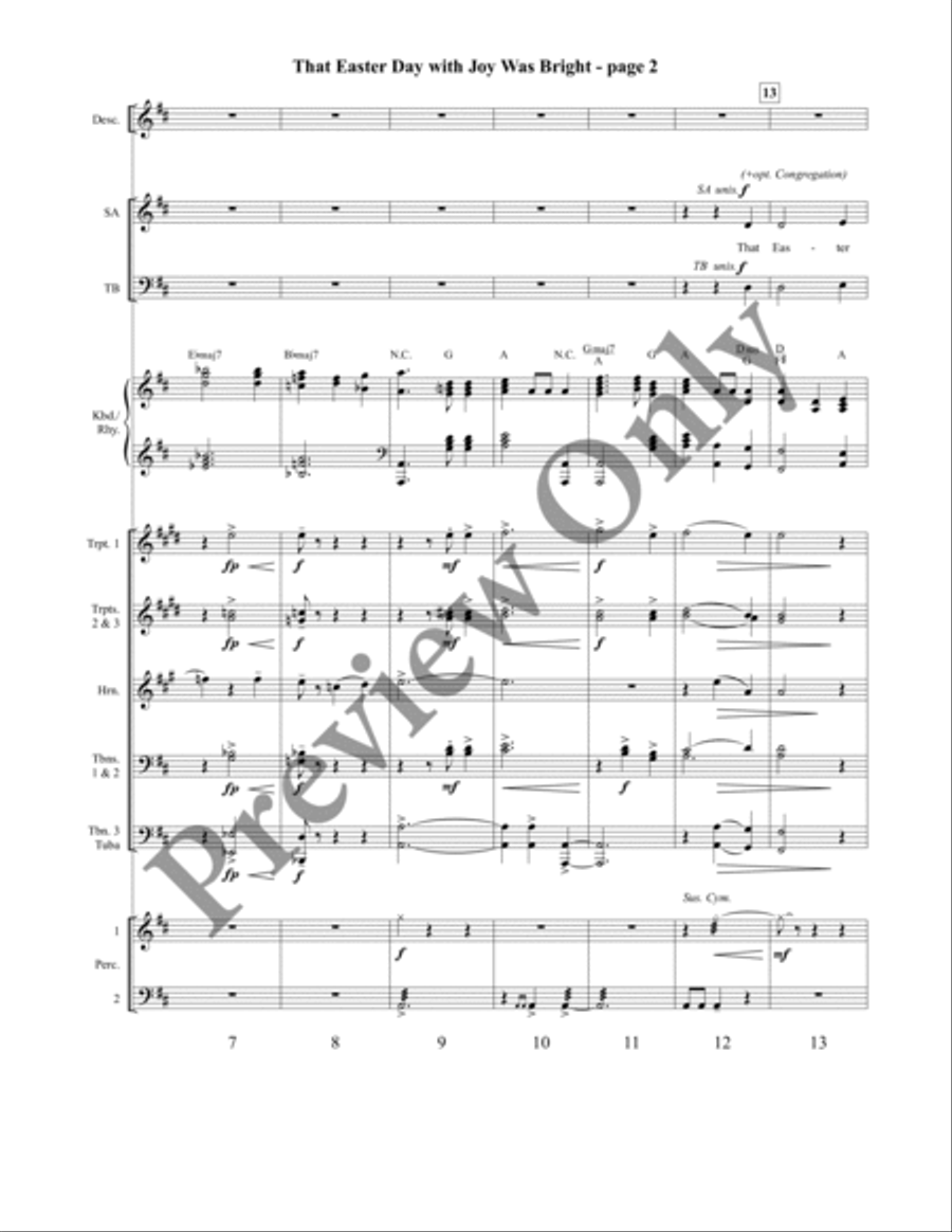 That Easter Day with Joy Was Bright (Orchestration) 4-Part scores gallery preview page 3