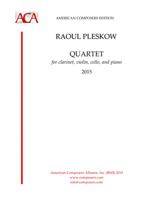 Book cover for [Pleskow] Quartet for Clarinet, Violin, Cello, and Piano