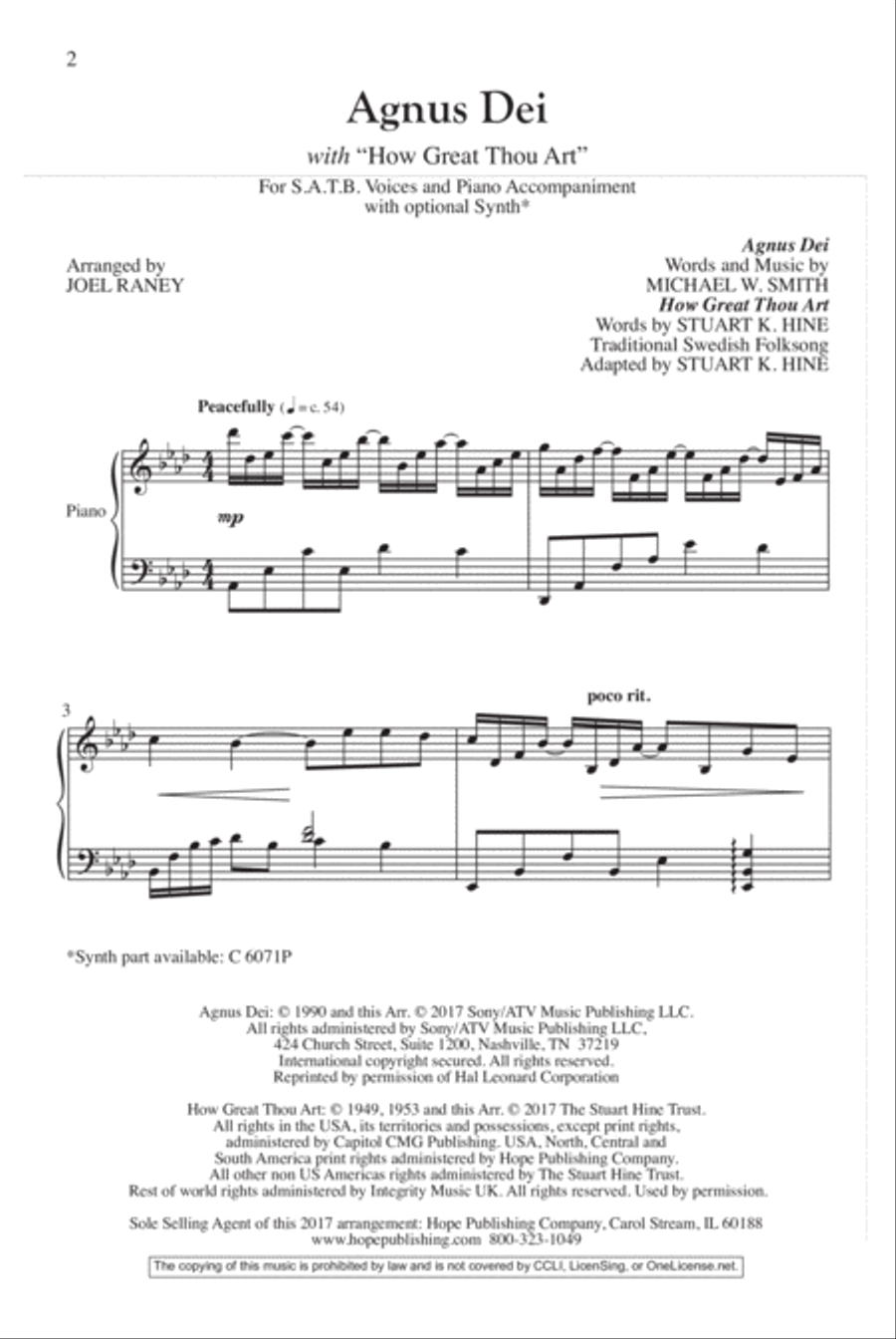 Agnus Dei with How Great Thou Art-SATB 4-Part scores gallery preview page 2