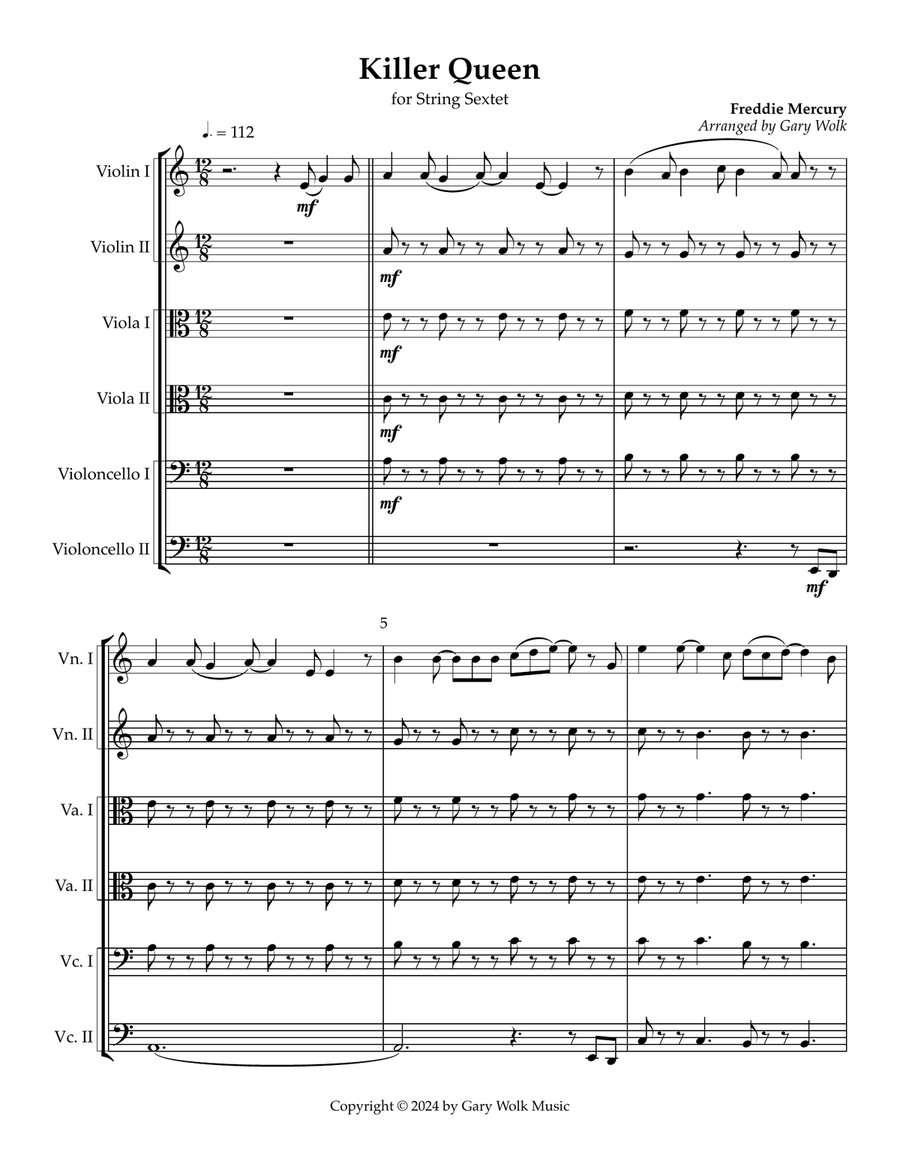 Killer Queen Killer Queen Cello scores gallery preview page 1