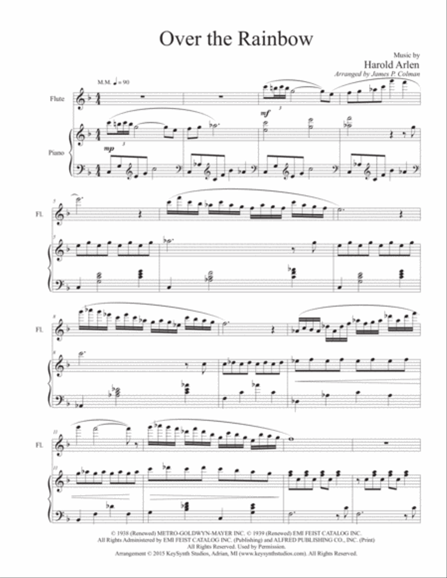 Over The Rainbow (from The Wizard Of Oz) Flute Solo scores gallery preview page 3