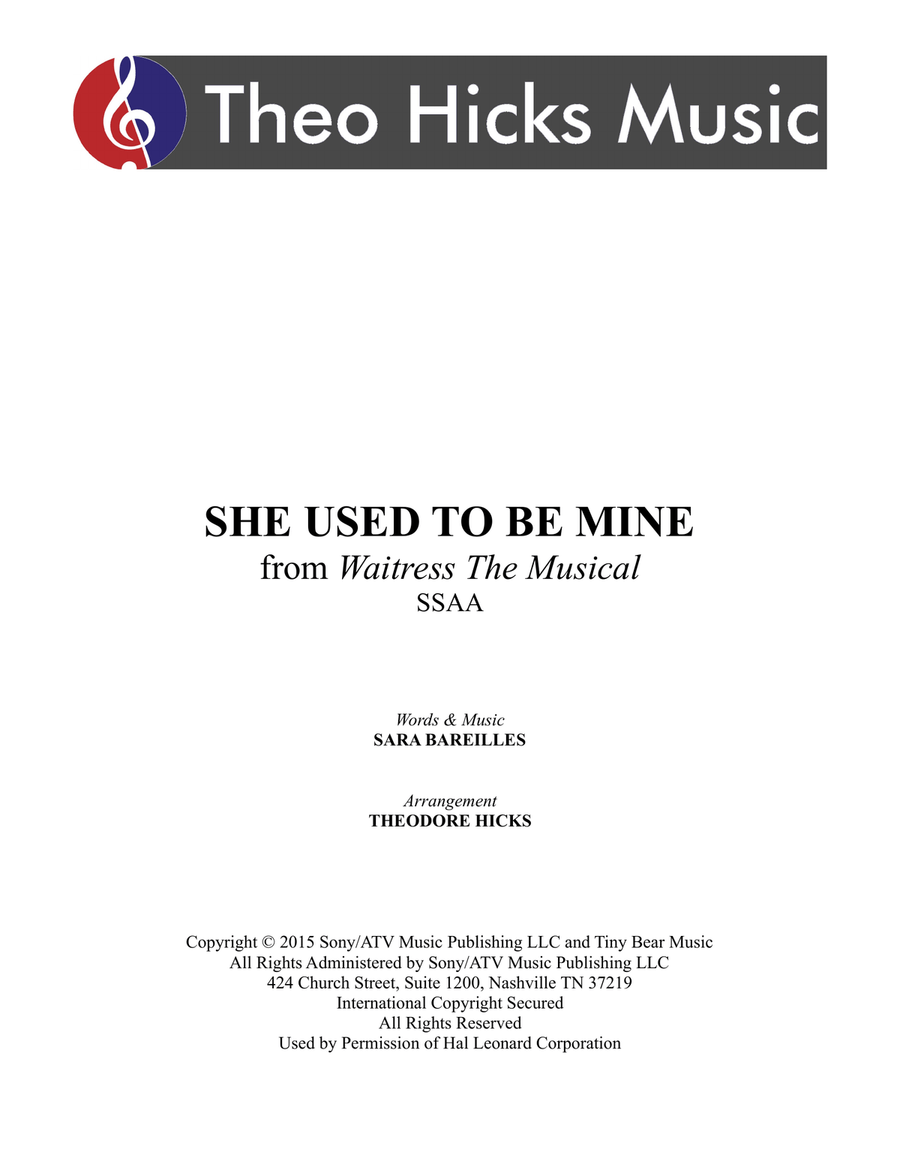 She Used To Be Mine from WAITRESS THE MUSICAL SSAA scores gallery preview page 1