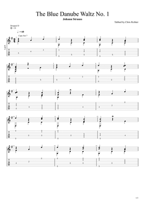 On the Beautiful Blue Danube Waltz (An der schönen, blauen Donau, Op. 314) (Solo Fingerstyle Guit