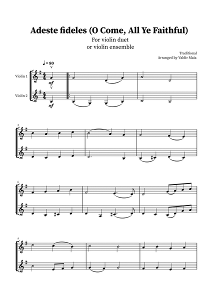 O Come, All Ye Faithful (Adeste Fideles) - Violin Duet image number null