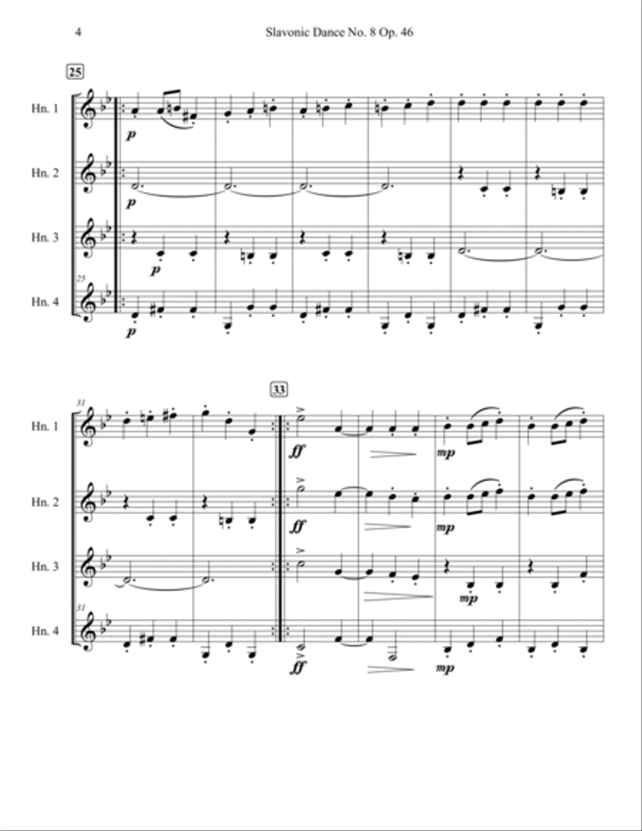 Slavonic Dance Op. 46 No. 8 Brass Quartet scores gallery preview page 4