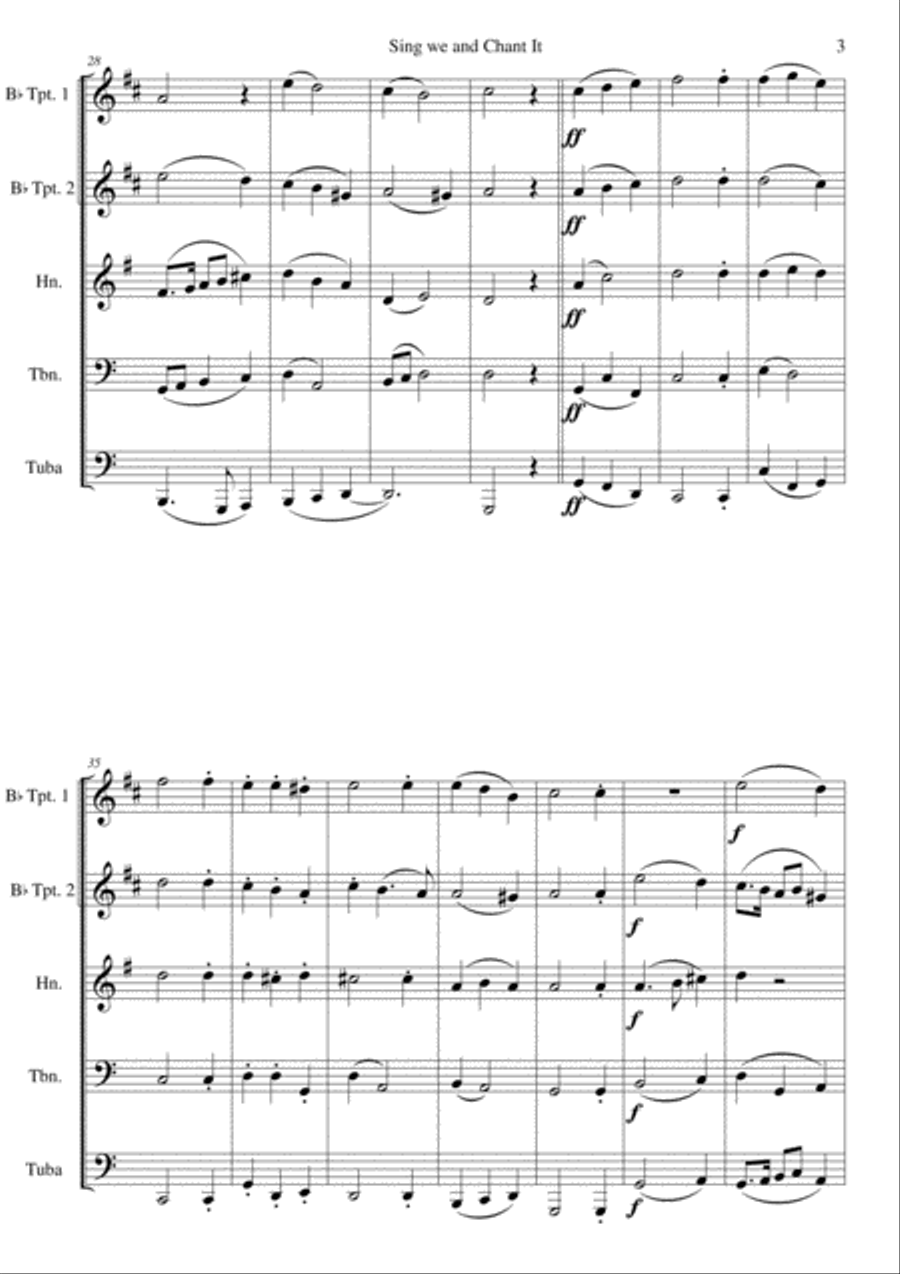 Sing we and chant it (with variations) for brass quintet Brass Quintet scores gallery preview page 3